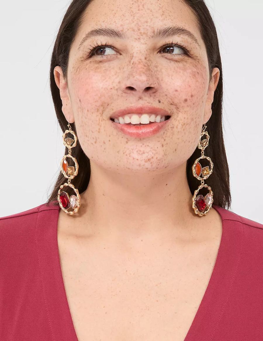 Lane Bryant Cabernet Imitation Stone Drop Women Earrings Gold | IWO4577CZ