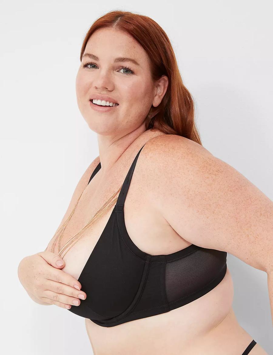 Lane Bryant Chain Quarter Cup Women Bralettes Black | EJP8348KC