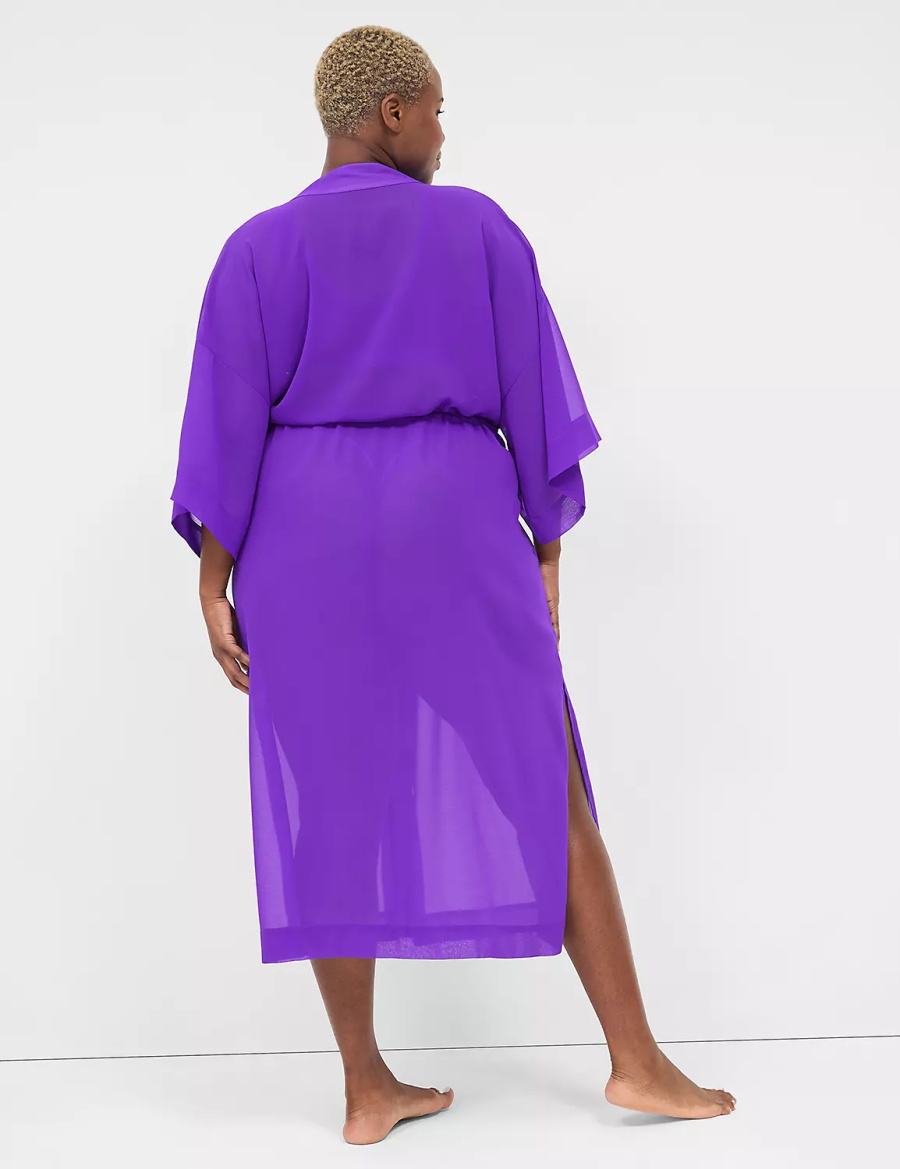 Lane Bryant Chiffon Duster Women Robe Purple | IZU769VB