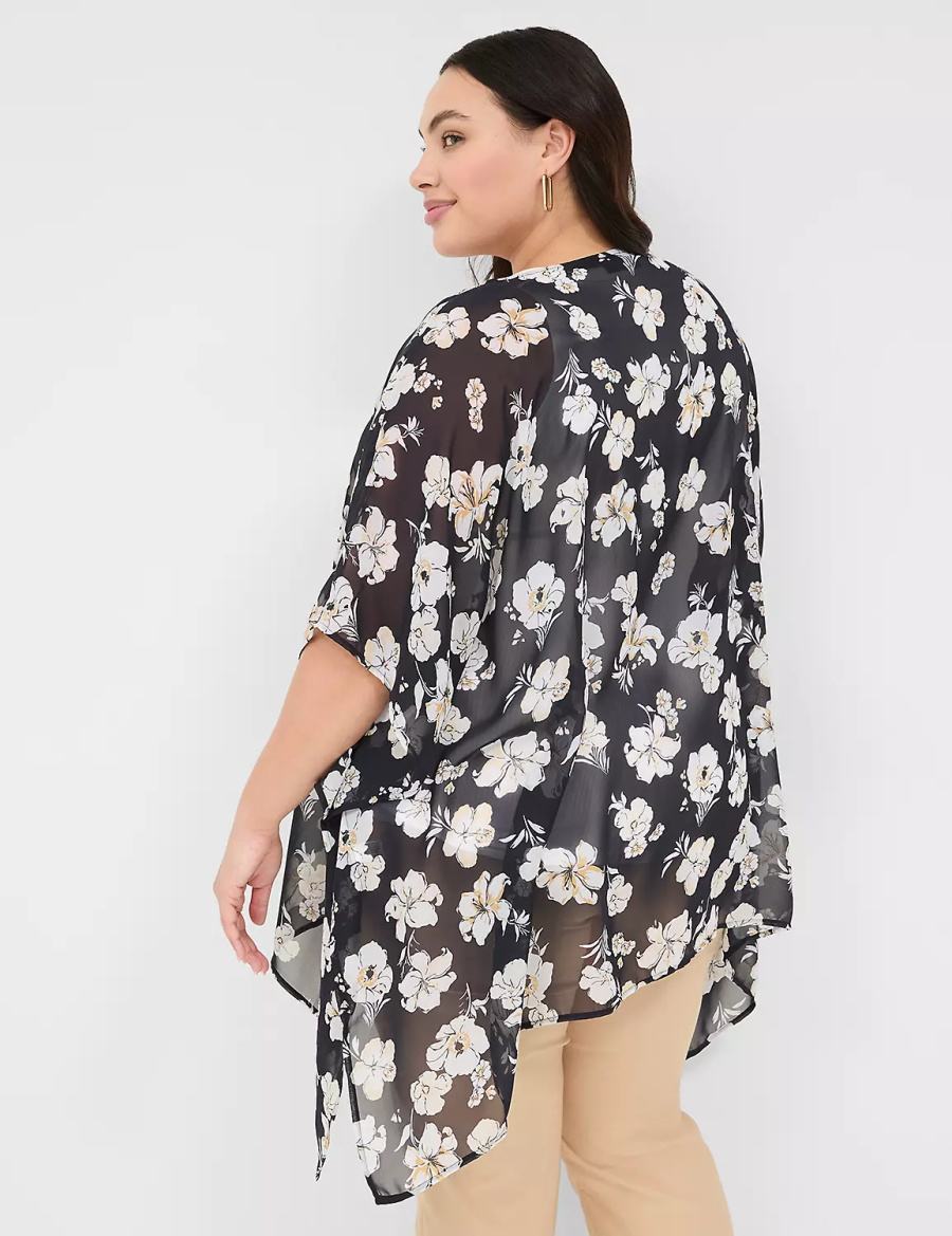 Lane Bryant Chiffon Overpiece Women Robe Navy | UZZ1819QV