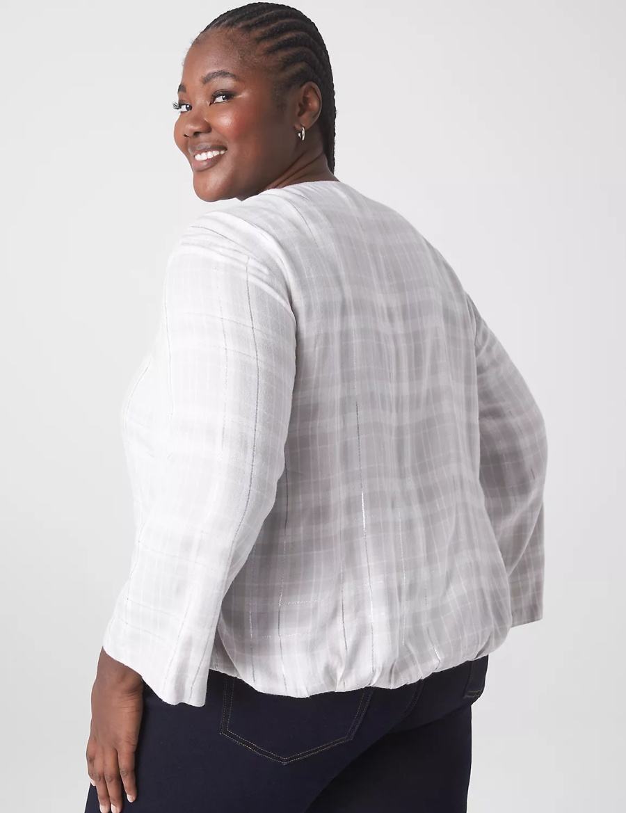 Lane Bryant Classic Button-Down Tie-Hem Top Women Shirts White | PSN5998YN