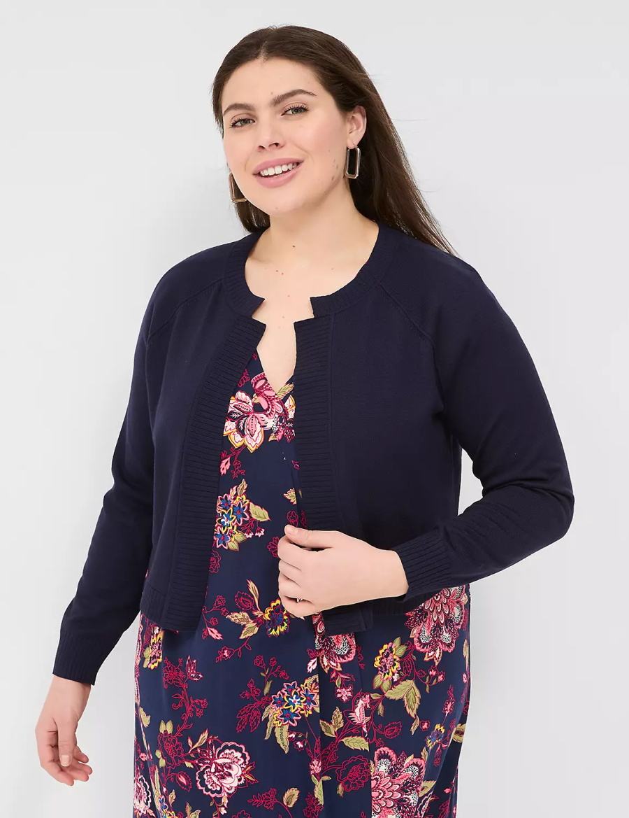 Lane Bryant Classic Long Sleeve Open Front Shrug Women Sweaters Blue | QNY3272DR