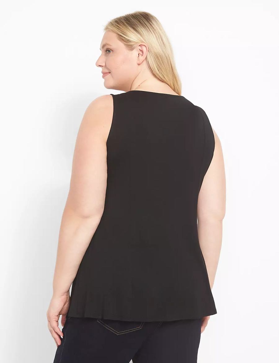 Lane Bryant Classic Scoop-Neck Fit & Flare Women Tank Top Black | JXK9133FU