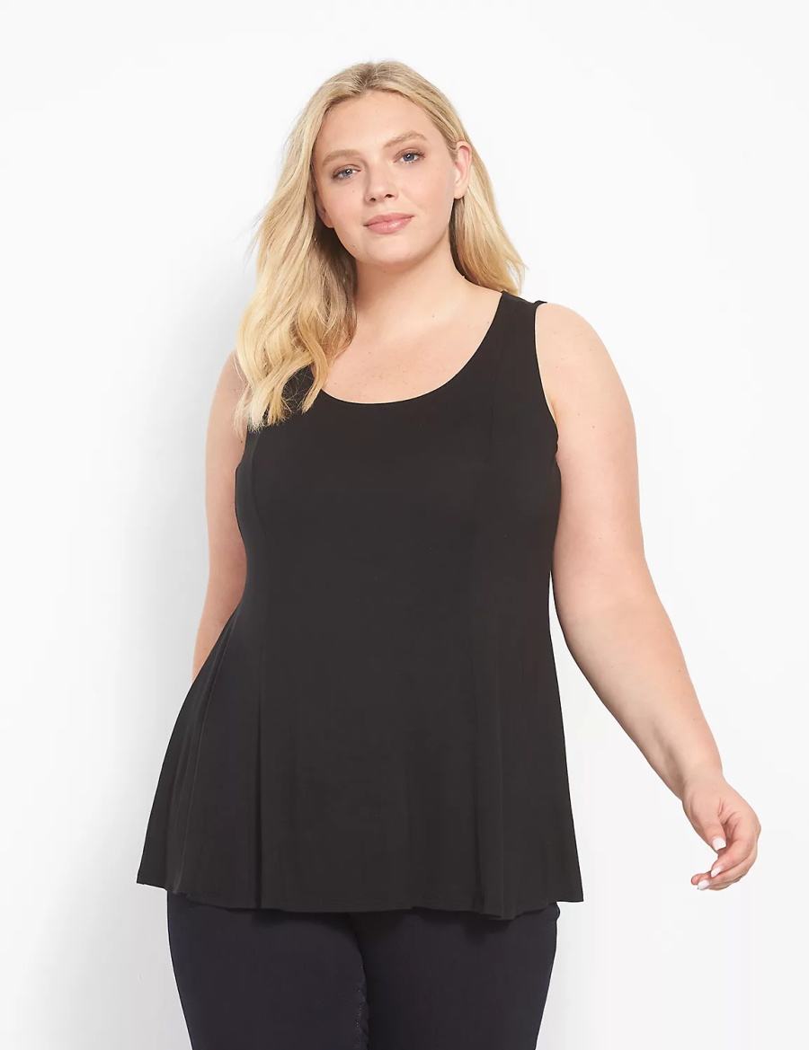 Lane Bryant Classic Scoop-Neck Fit & Flare Women Tank Top Black | JXK9133FU