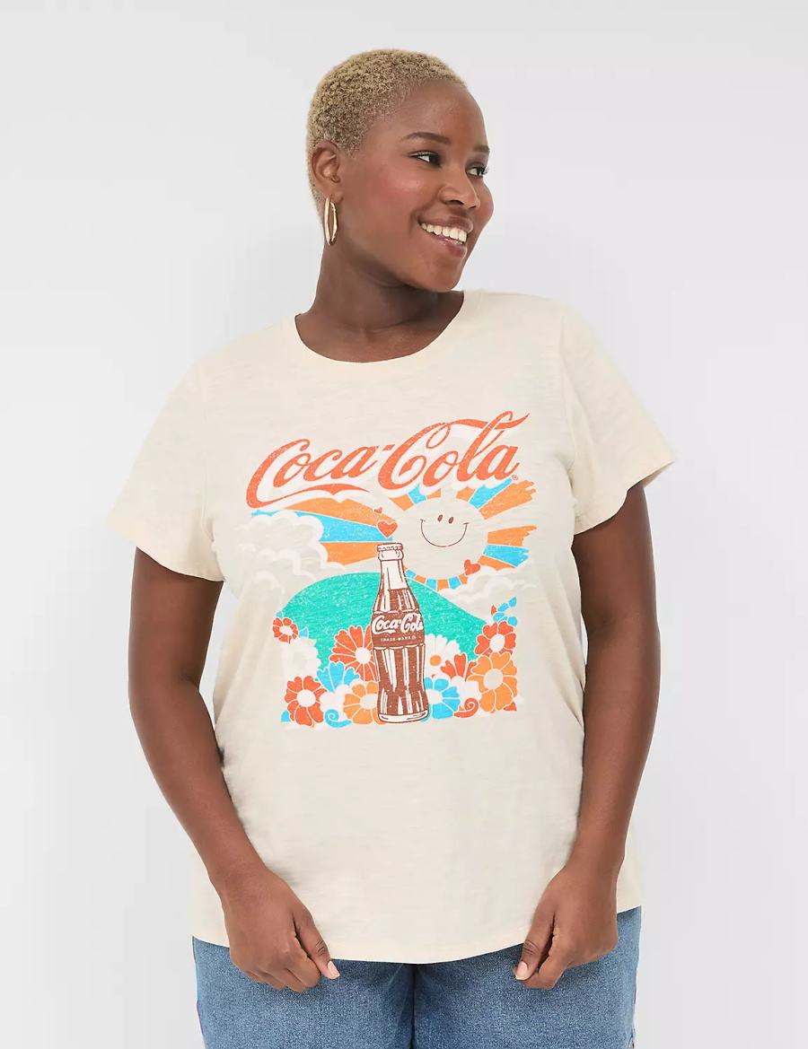 Lane Bryant Coca-Cola Graphic Tee Women T Shirts Cream White | FHY6997MI