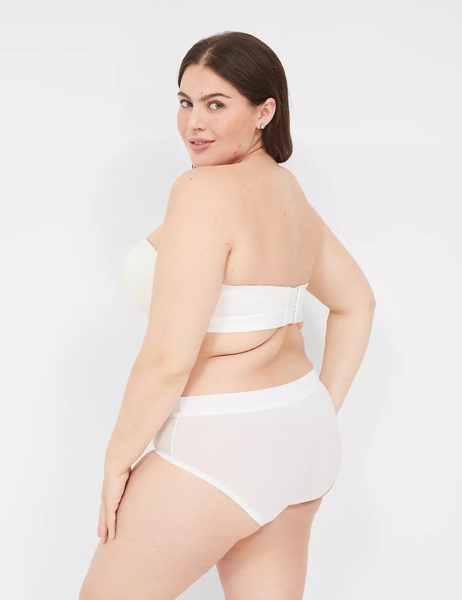 Lane Bryant Comfort Bliss Lightly Lined Multi-Way With Lace Women Strapless Bra White | IJU8319NP