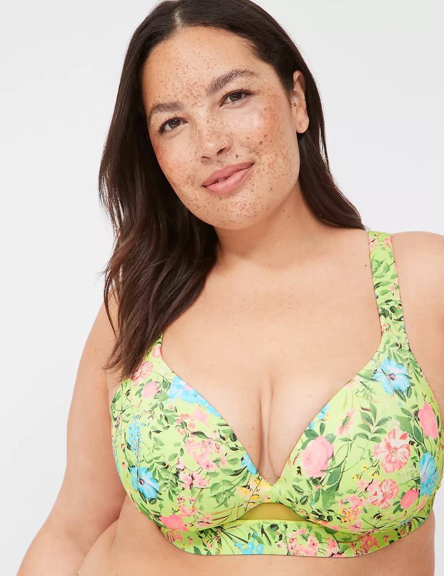 Lane Bryant Comfort Bliss Lightly Lined Plunge Women Bralettes Green | OVA8492MD