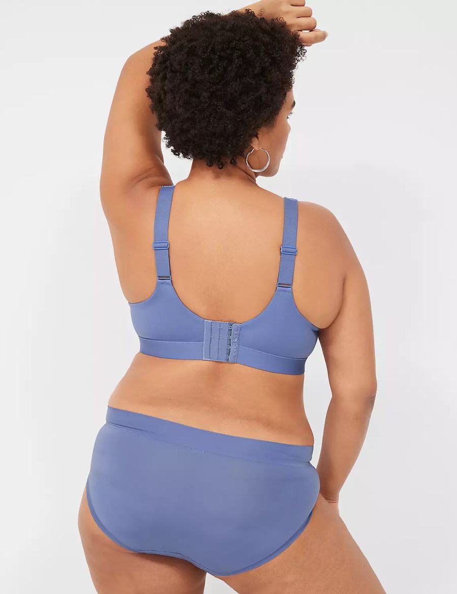 Lane Bryant Comfort Bliss Lightly Lined Plunge Women Bralettes Blue | NFT702YV