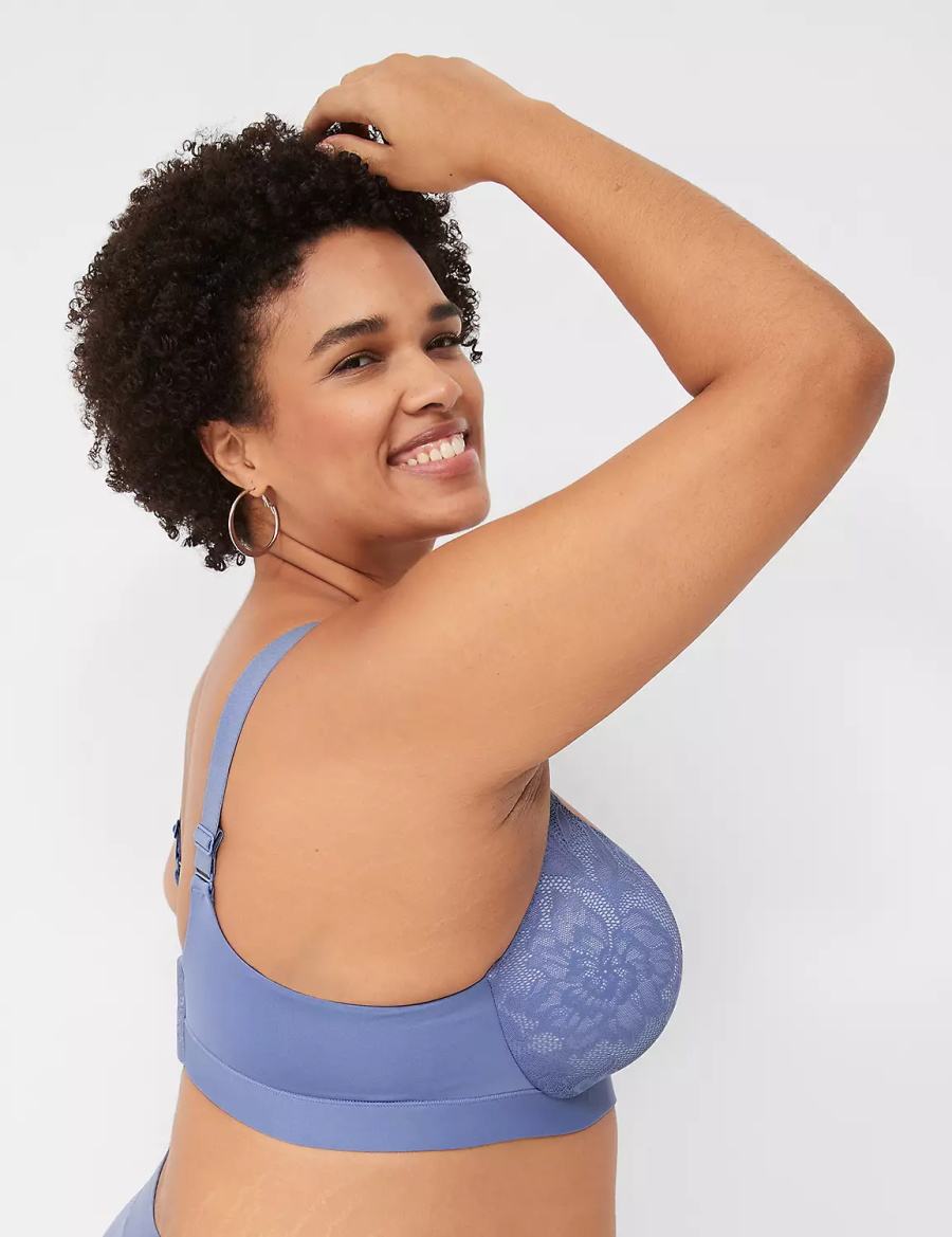 Lane Bryant Comfort Bliss Lightly Lined Plunge Women Bralettes Blue | NFT702YV