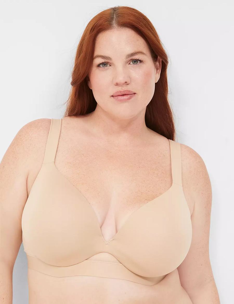 Lane Bryant Comfort Bliss Lightly Lined Plunge Women Bralettes Beige | TZP1747HW