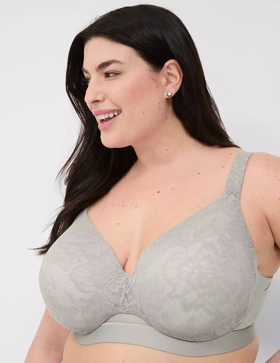 Lane Bryant Comfort Bliss Lightly Lined Full Coverage With Lace Women Bralettes Grey | BHV264BY