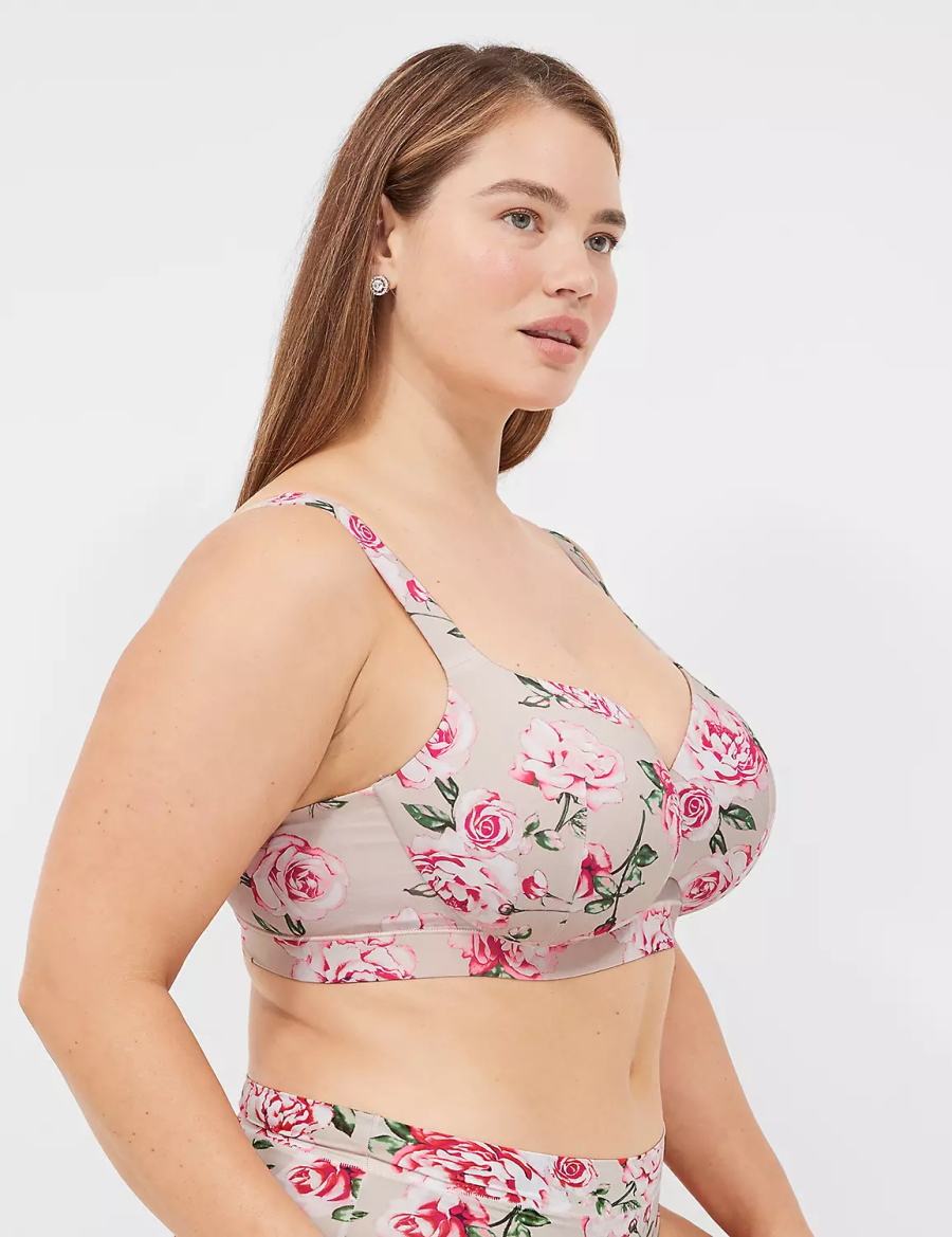 Lane Bryant Comfort Bliss Lightly Lined Women Balconette Bra Rose Grey | IHS856AR