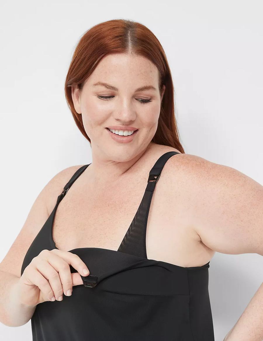 Lane Bryant Comfort Bliss Nursing Cami Women Bralettes Black | OQL2693AV