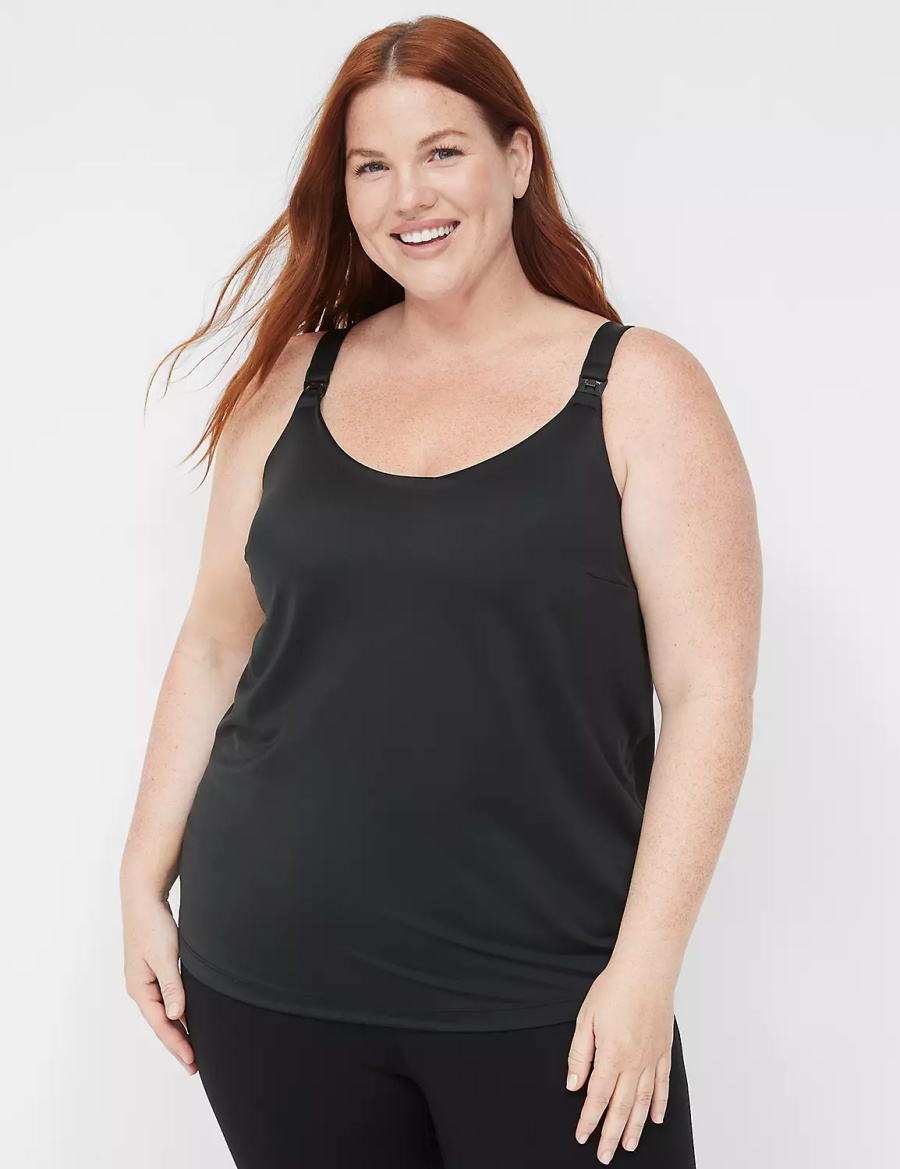 Lane Bryant Comfort Bliss Nursing Cami Women Bralettes Black | OQL2693AV