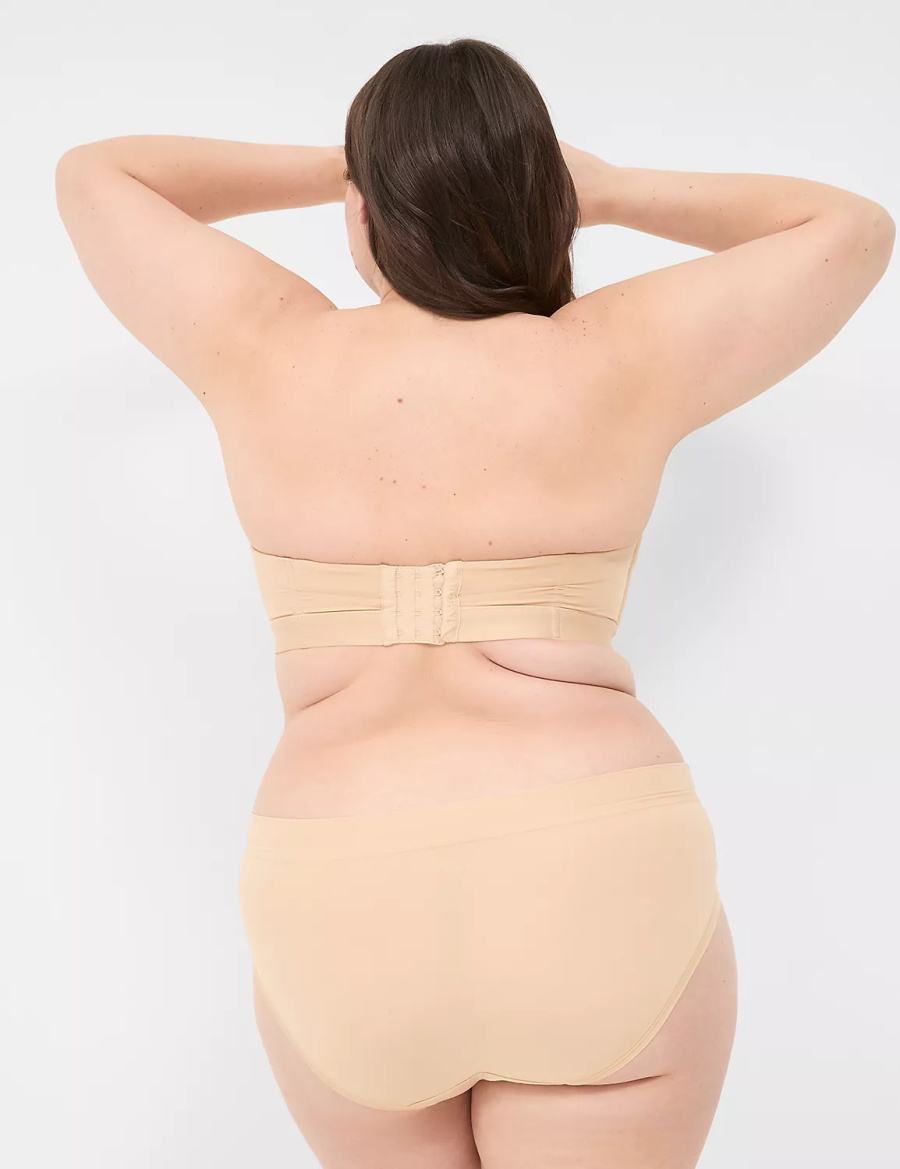 Lane Bryant Comfort Bliss Plunge Multi-Way Women Strapless Bra Beige | QKJ1481WP