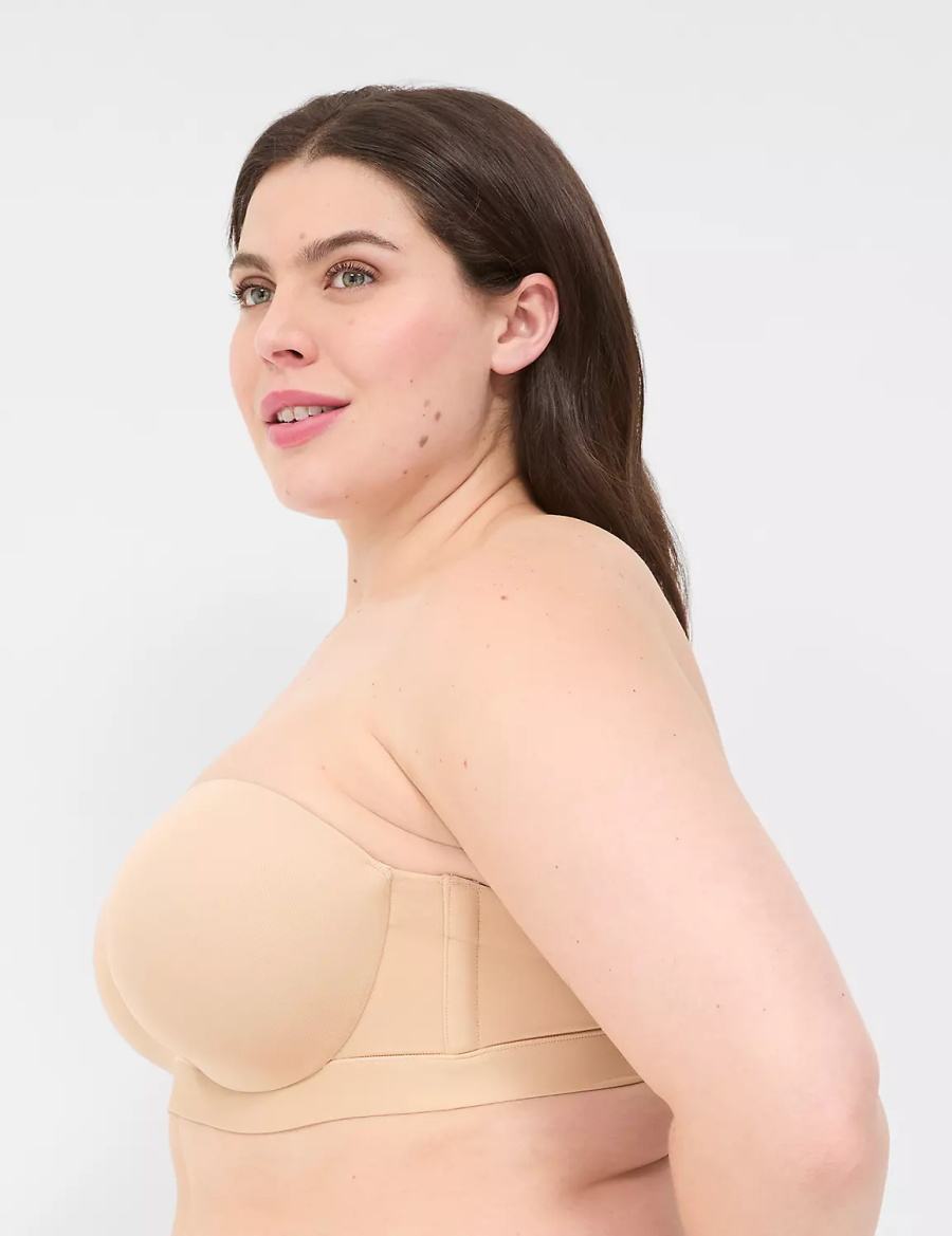 Lane Bryant Comfort Bliss Plunge Multi-Way Women Strapless Bra Beige | QKJ1481WP