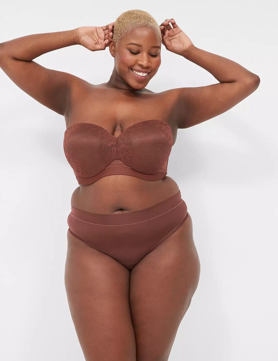 Lane Bryant Comfort Bliss Wide-Side Women Thong Panty Chocolate | UJN4393AX