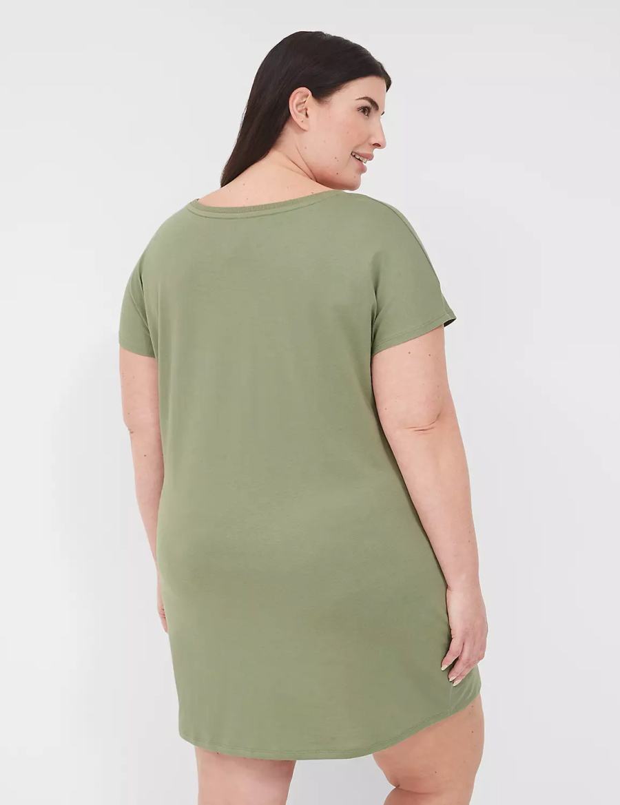 Lane Bryant Comfy Cotton Boatneck Sleepshirt Women T Shirts Green | NGS2128YP