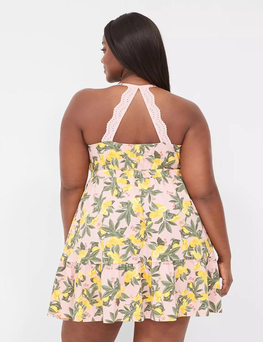 Lane Bryant Comfy Cotton Strappy-Back Chemise Women Dress Yellow | VFG2286EY