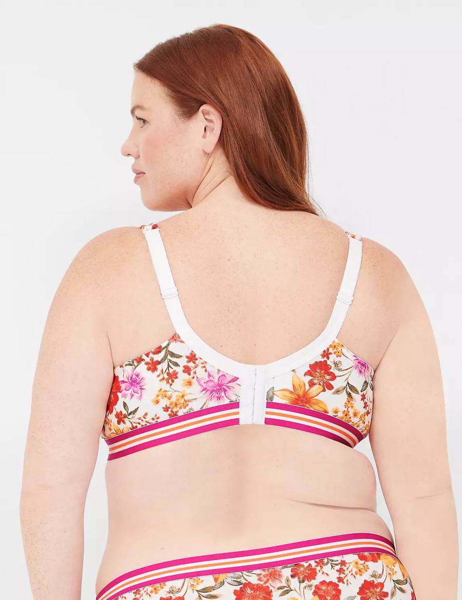 Lane Bryant Cotton Boost Plunge Women Bralettes White | LAY6159JL