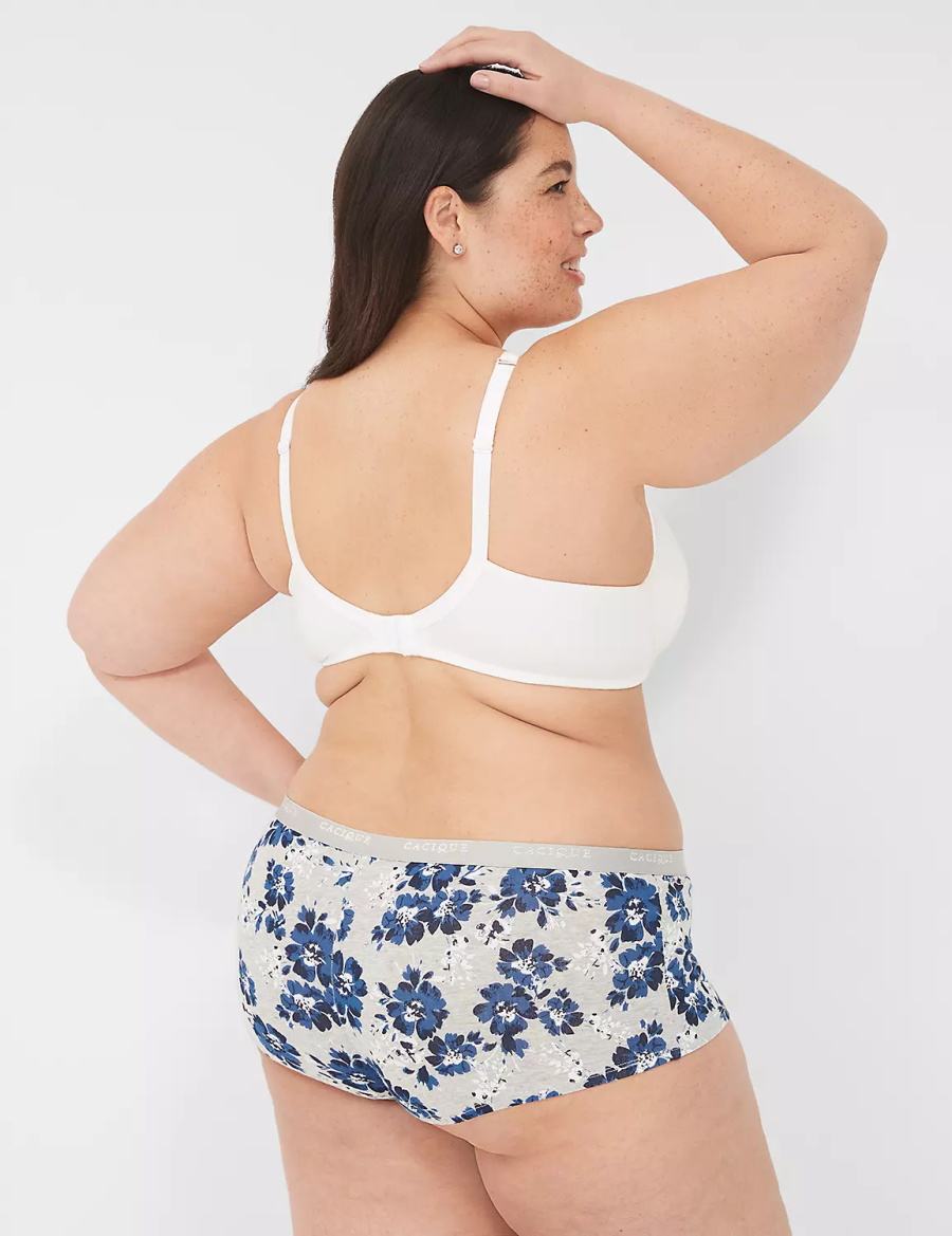 Lane Bryant Cotton Boyshort Women Briefs Blue Grey | QFJ2048EP