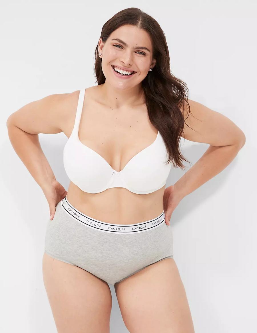 Lane Bryant Cotton Full With Wide Waistband Women Briefs Grey | REL345GB