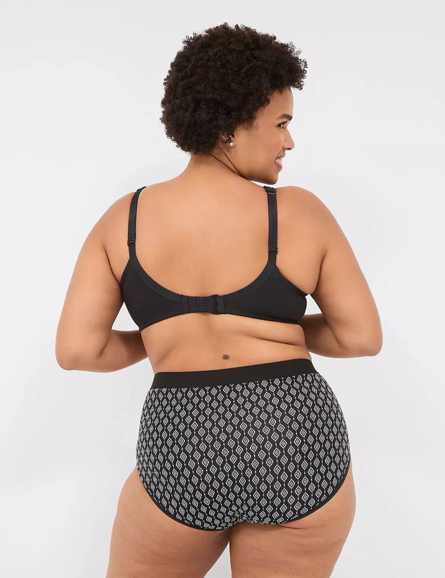 Lane Bryant Cotton Full With Wide Waistband Women Briefs Black | RFL4318LC