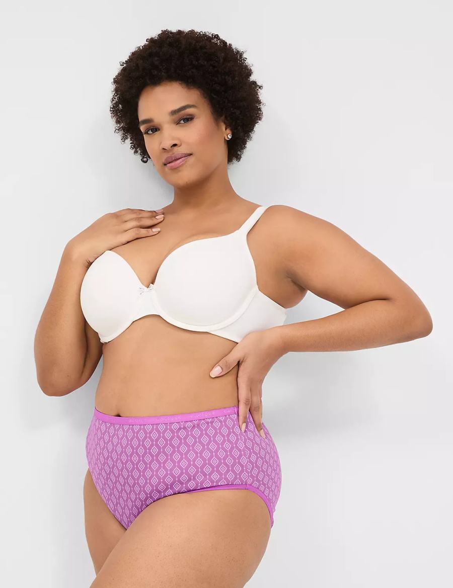 Lane Bryant Cotton High-Leg Women Briefs Purple | HTM8351JN