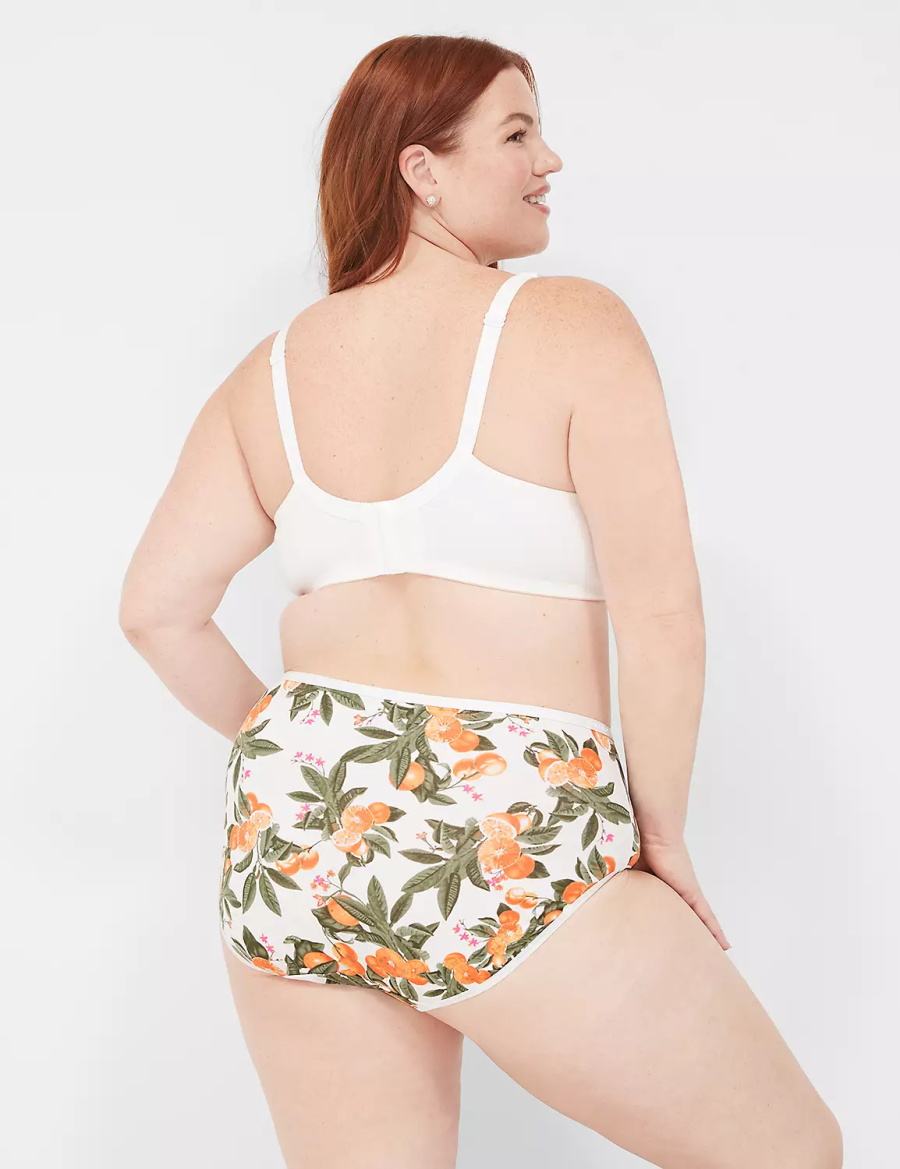 Lane Bryant Cotton High-Leg Women Briefs Yellow White | UCL7460BA