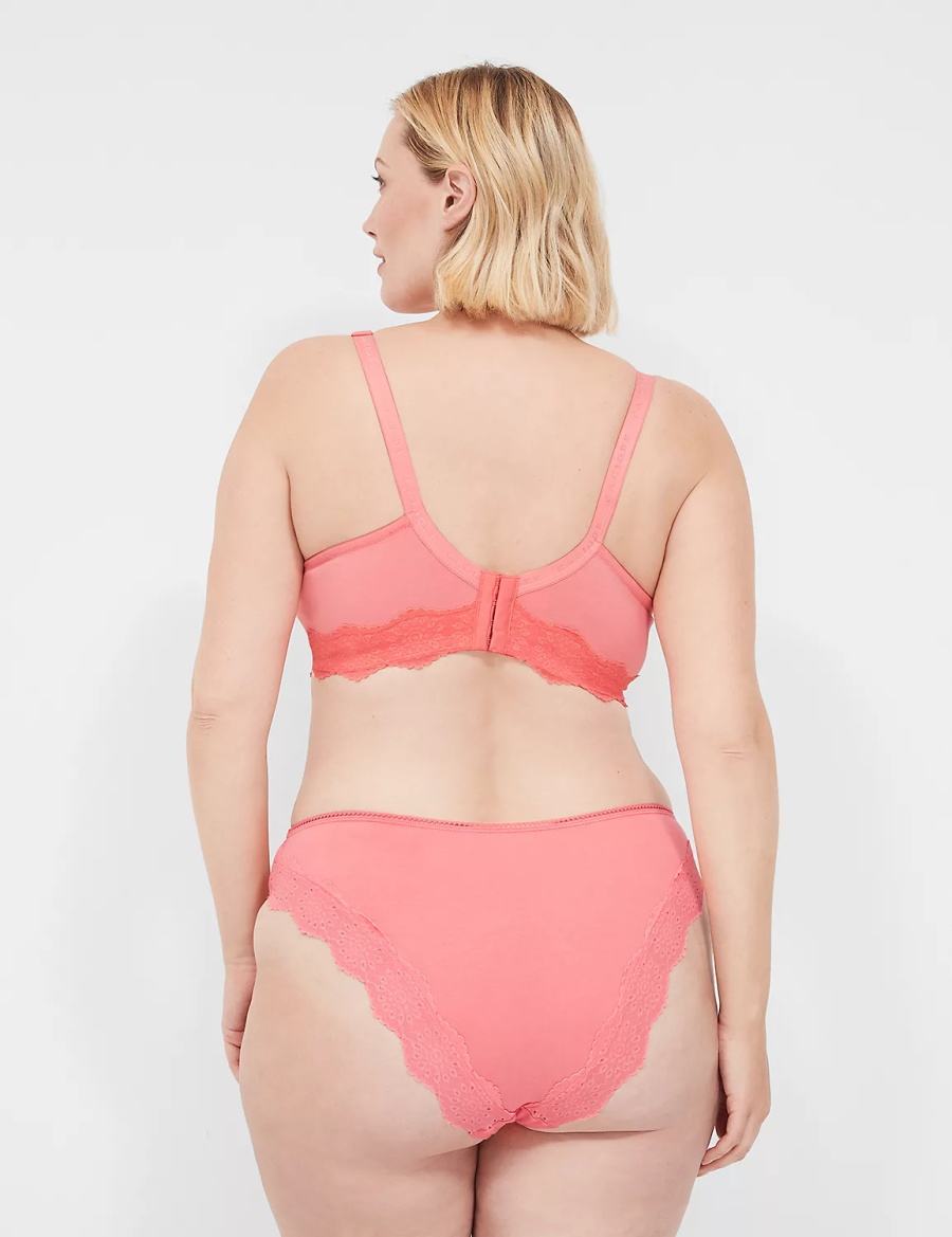 Lane Bryant Cotton Lace-Back French Cut Women Briefs Pink | AWQ4297UC