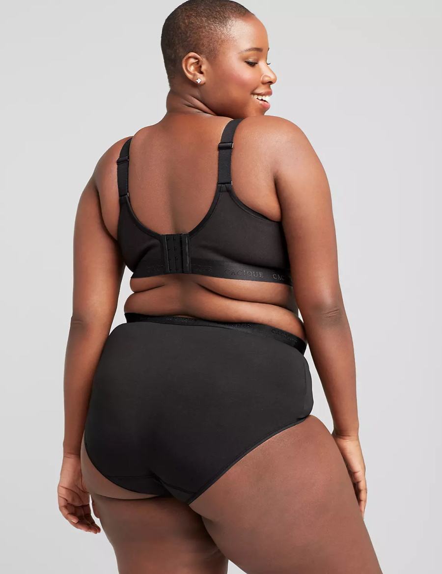 Lane Bryant Cotton Lightly Lined No-Wire Women Bralettes Black | WTR2150US