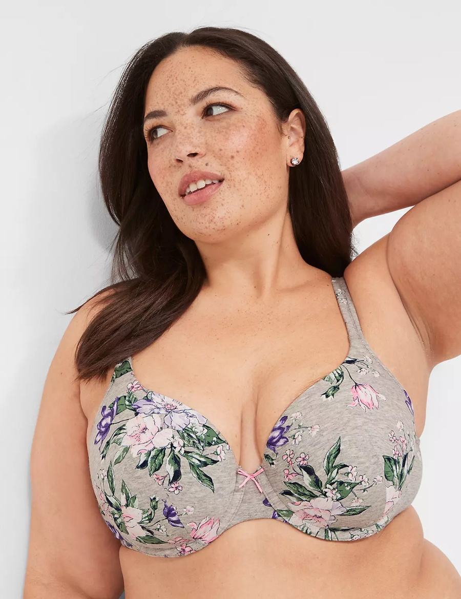 Lane Bryant Cotton Lightly Lined Women T-Shirt Bra Grey | AFA1621SU