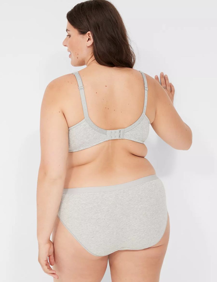 Lane Bryant Cotton With Lace Waist Women Hipster Panty Light Grey | ULF2317FD