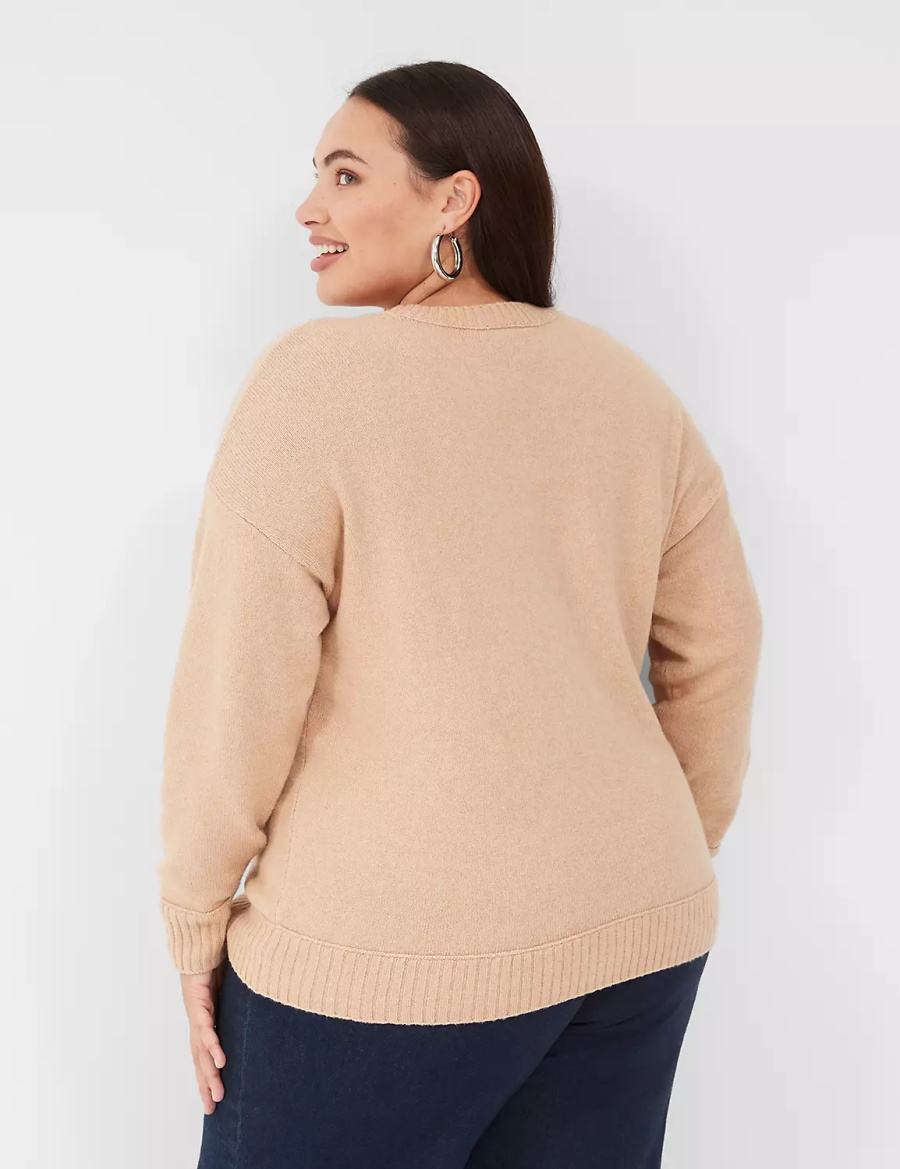 Lane Bryant Crew-Neck All Is Bright Women Sweaters Brown | RDE5039AX