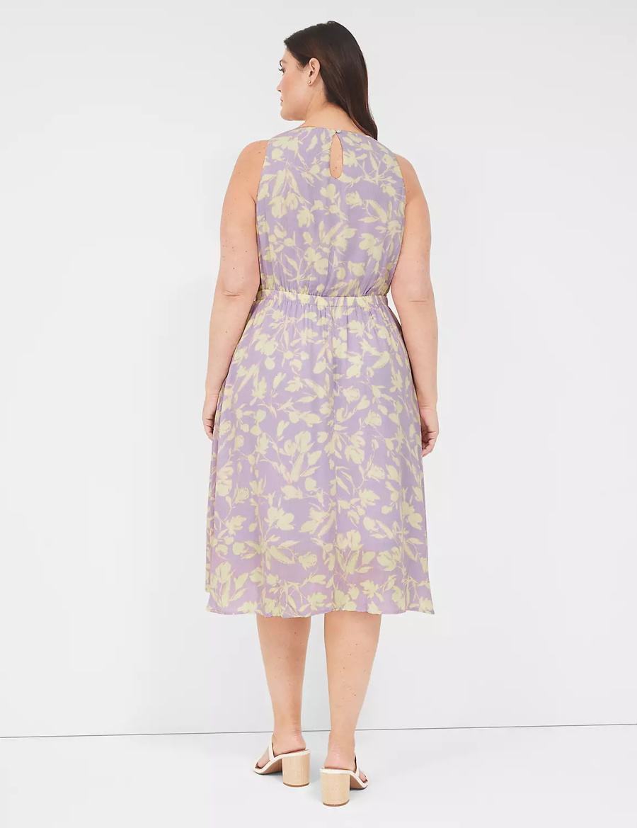 Lane Bryant Crew-Neck Fit & Flare Women Midi Dress Purple | QLH2539LC