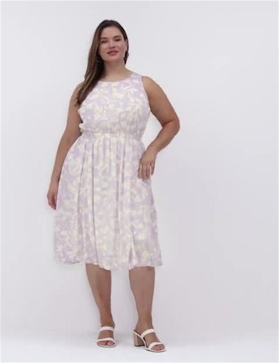 Lane Bryant Crew-Neck Fit & Flare Women Midi Dress Purple | QLH2539LC