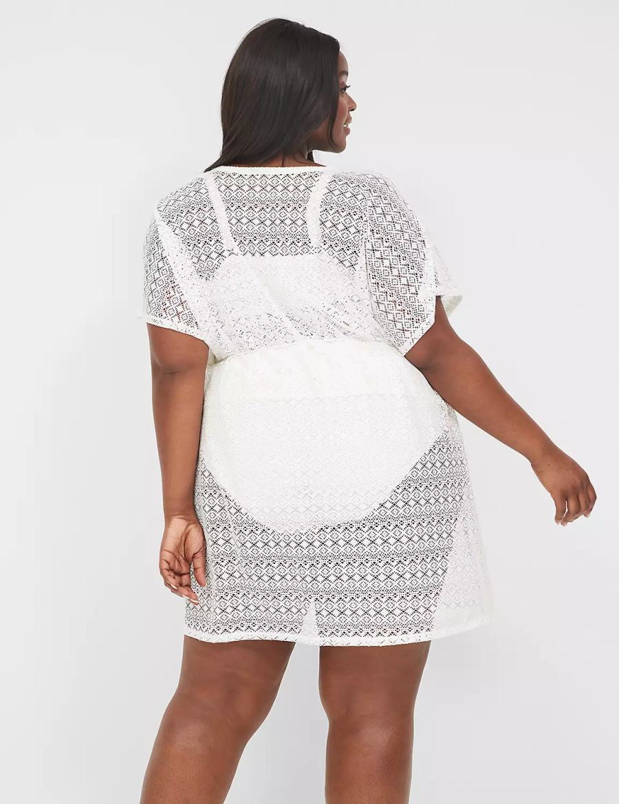 Lane Bryant Crochet Women Cover Ups White | JXV8388XN