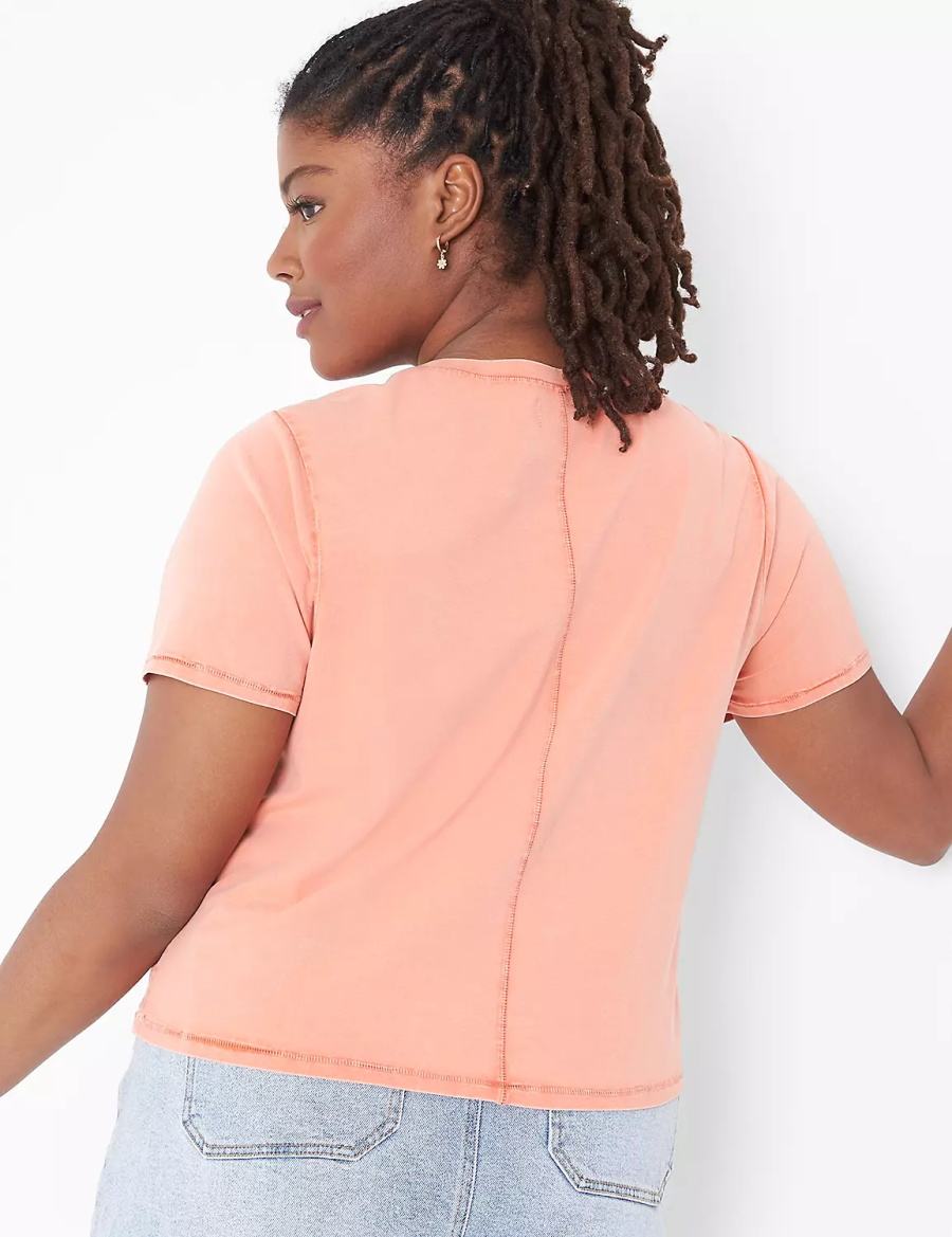 Lane Bryant Crop Crew-Neck Washed Tee Women T Shirts Orange | NSA3473UK