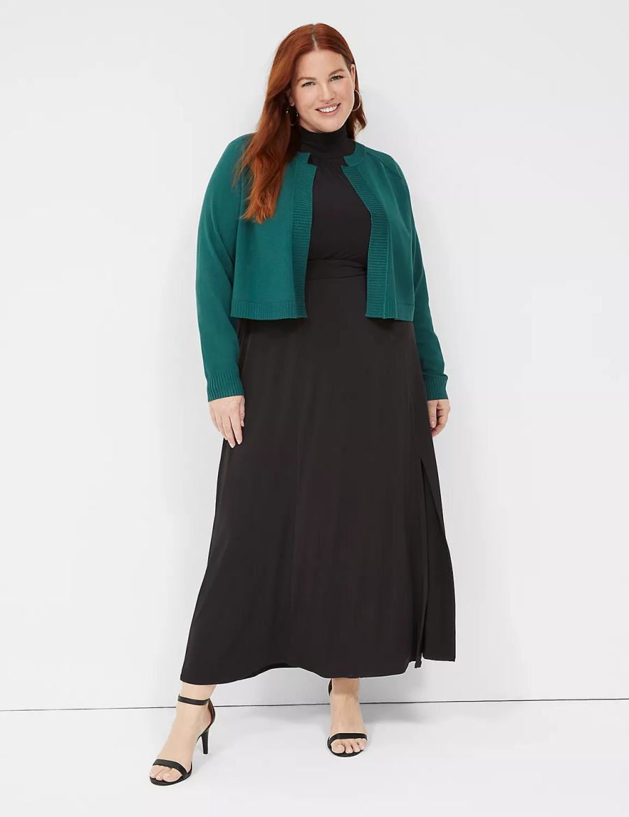 Lane Bryant Crop Open-Front Shrug Women Sweaters Green | HWO3864QY