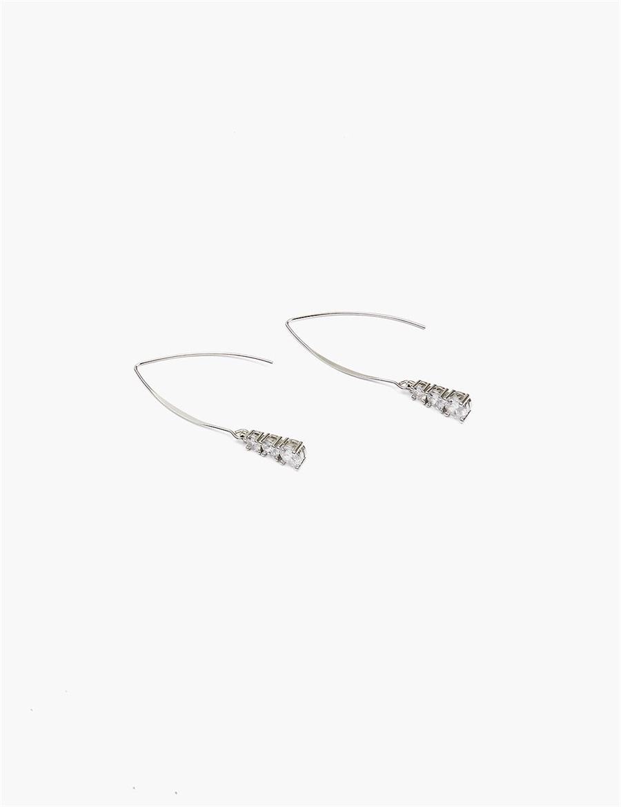 Lane Bryant Crystal Wire Drop Women Earrings Silver | LAY9557DD