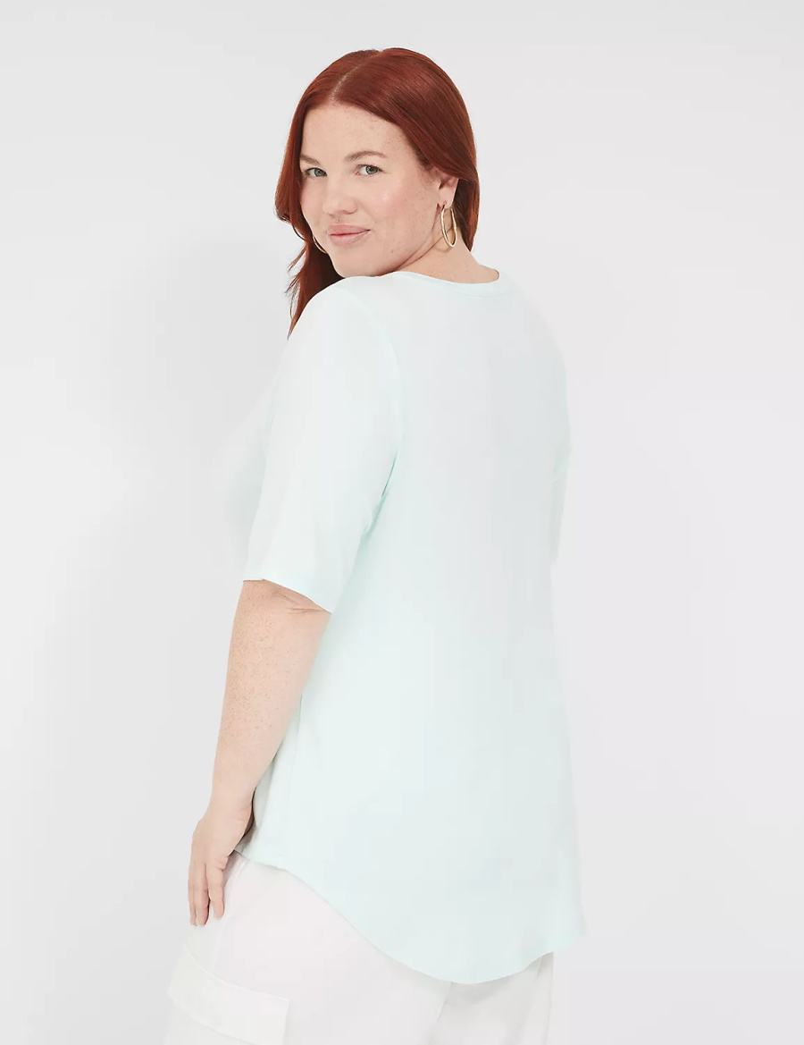 Lane Bryant Curved-Hem Perfect Sleeve Tee Women T Shirts Light Green | DJC9756ZY