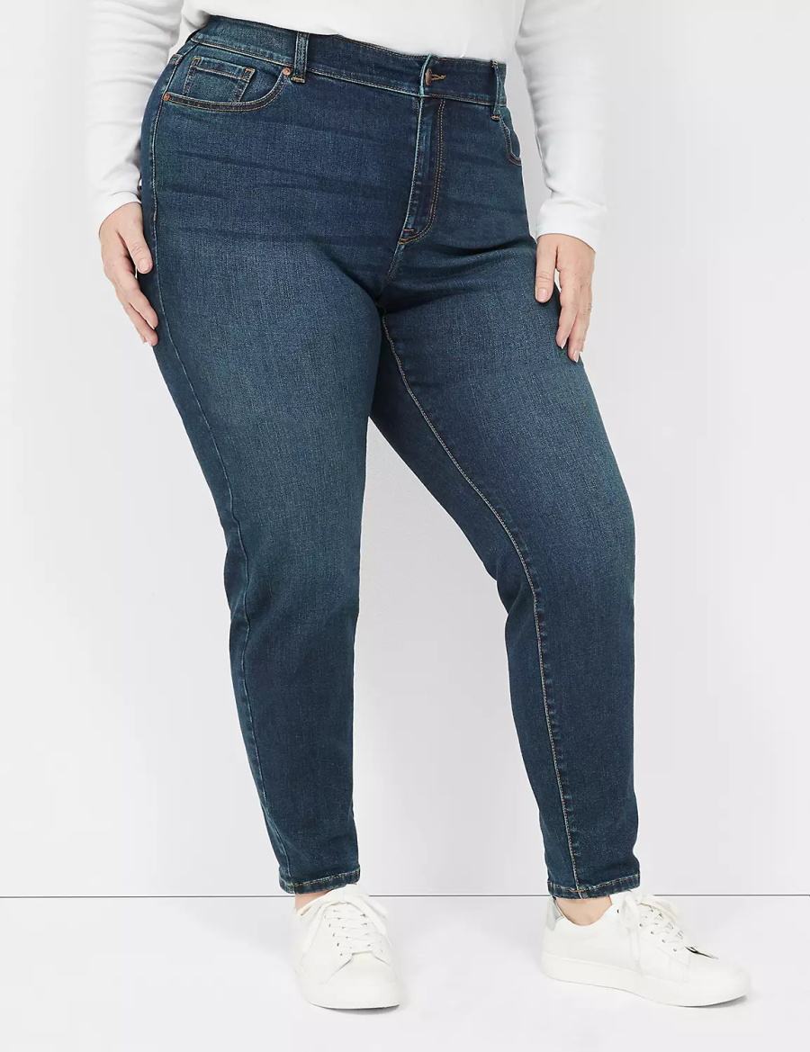 Lane Bryant Curvy Fit High-Rise Skinny Women Jeans Dark Blue | YXP4525DI