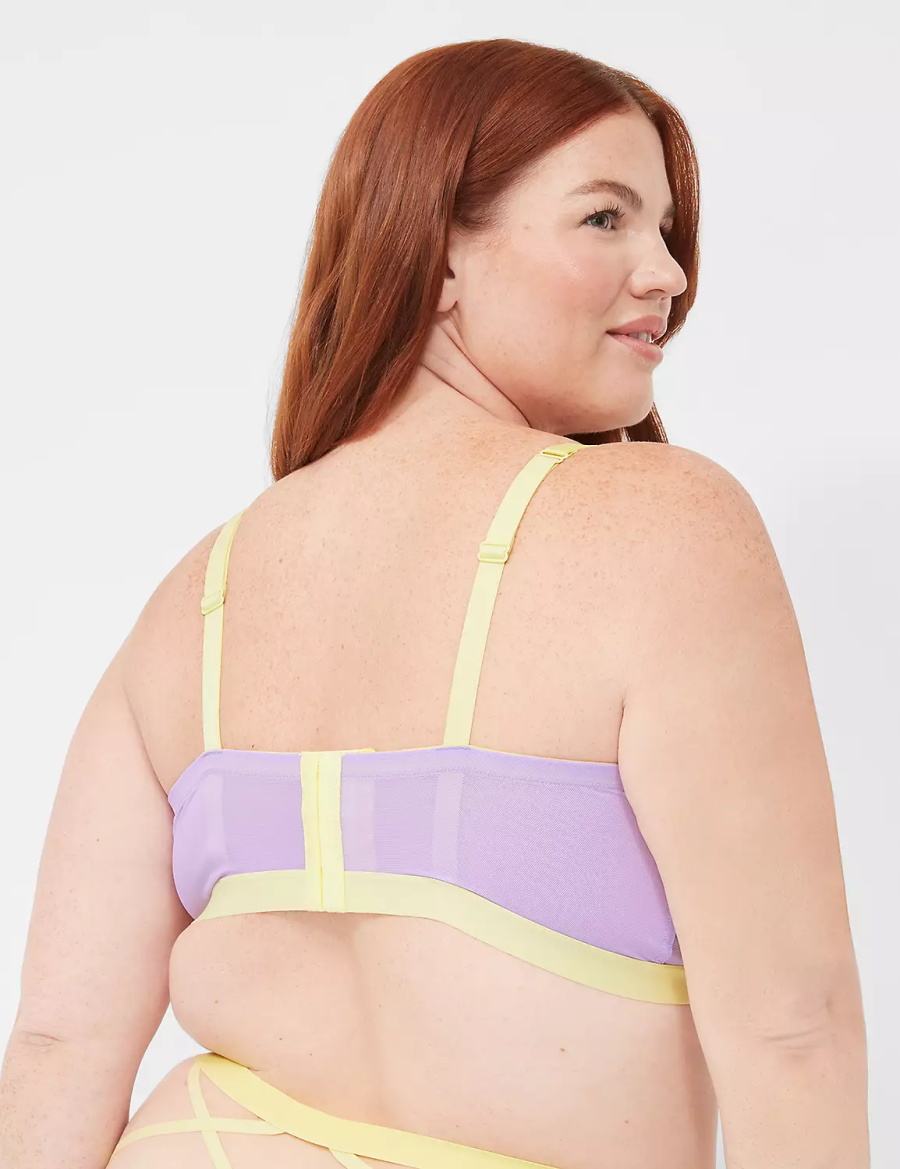 Lane Bryant Delicate Lace Peek-A-Boo No-Wire Women Bralettes Purple | JEA2283ZC