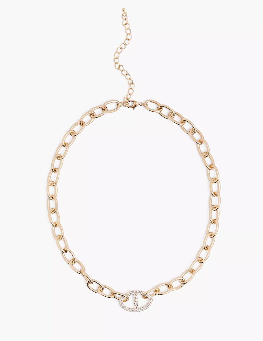 Lane Bryant Demi-Fine Pave Women Chain Necklace Gold | EXQ8920UH