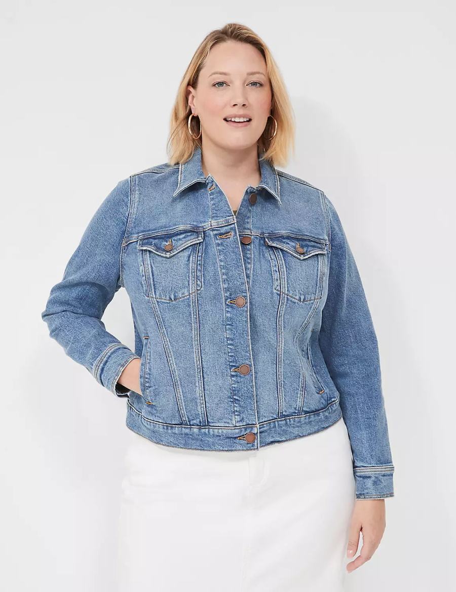 Lane Bryant Denim Women Jackets Blue | LDV6885YF