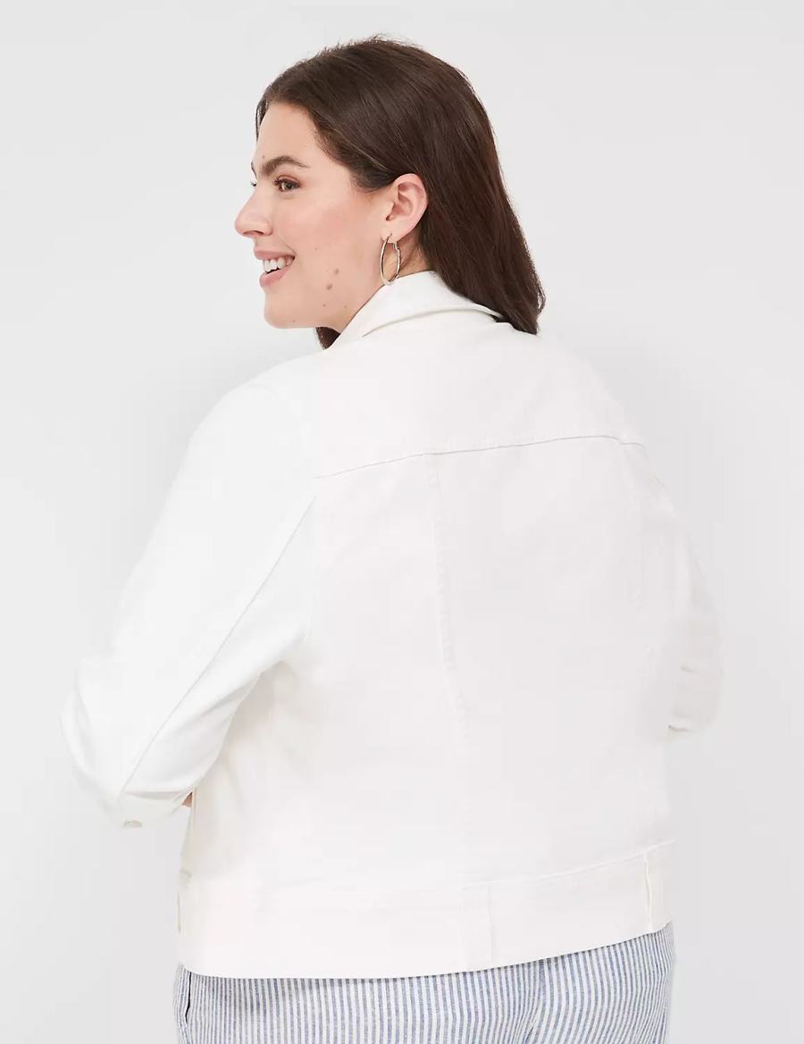 Lane Bryant Denim Women Jackets White | LLQ2975ES