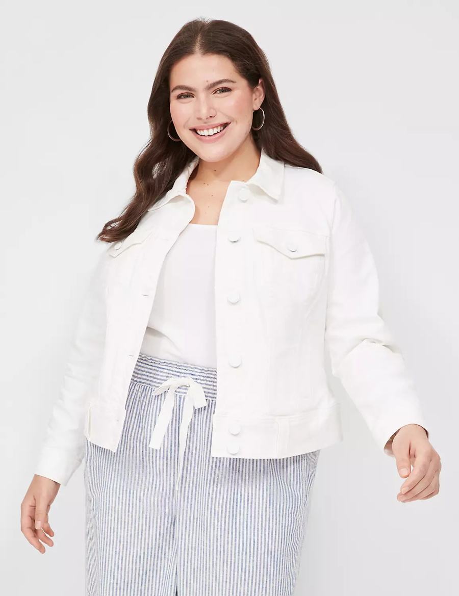 Lane Bryant Denim Women Jackets White | LLQ2975ES