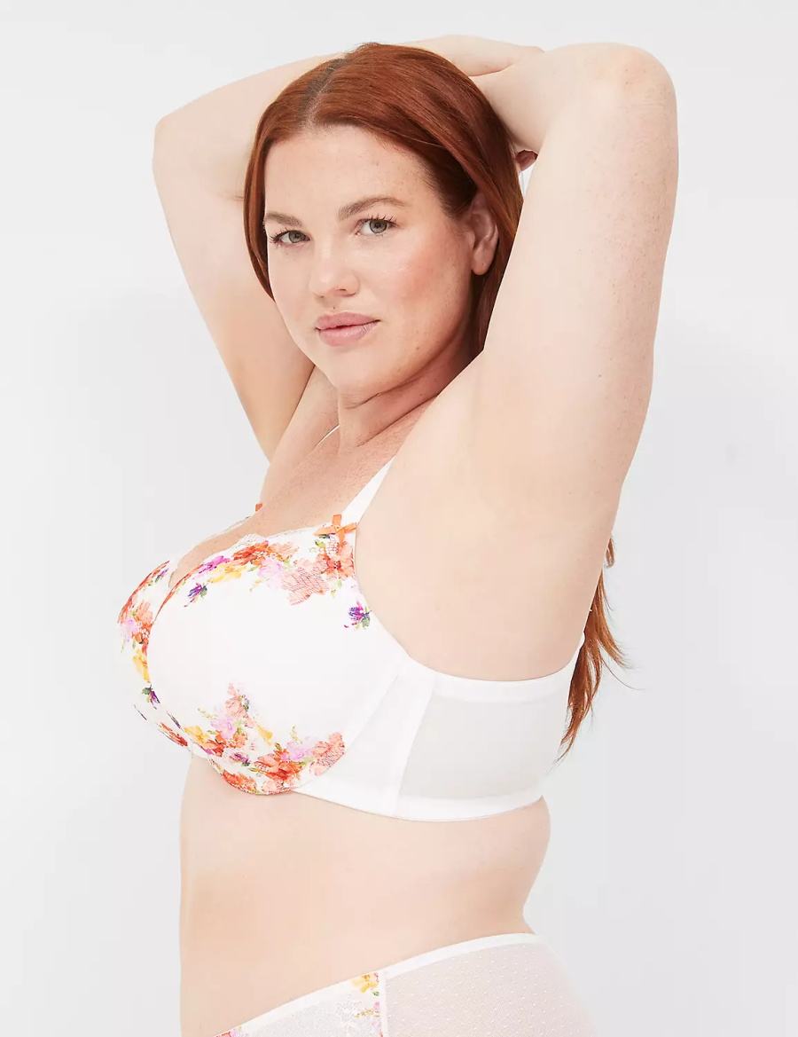 Lane Bryant Digital Print Lace Boost Women Balconette Bra White | ACP1773LX