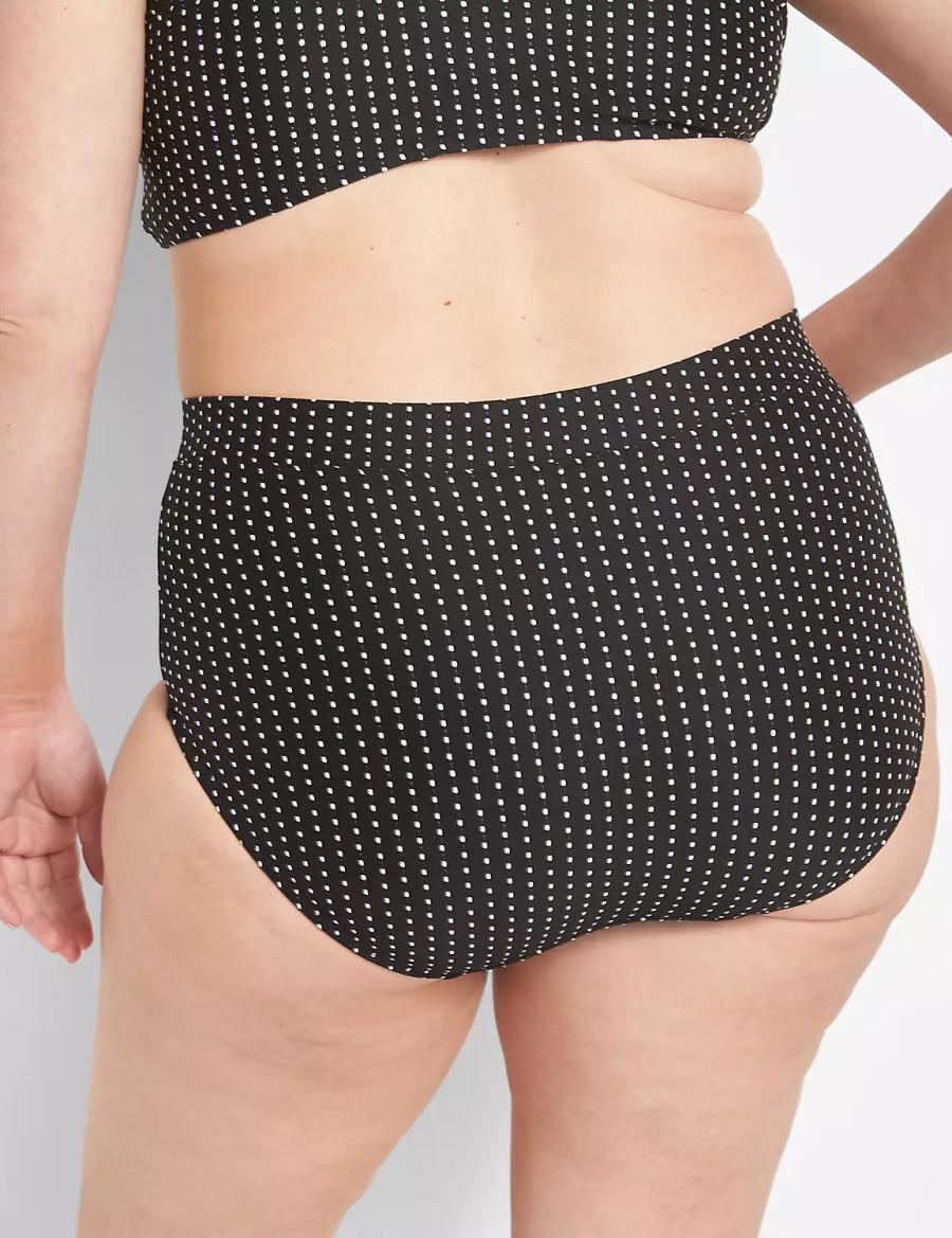 Lane Bryant Dot Texture Swim Women Briefs Black | TWO448WR