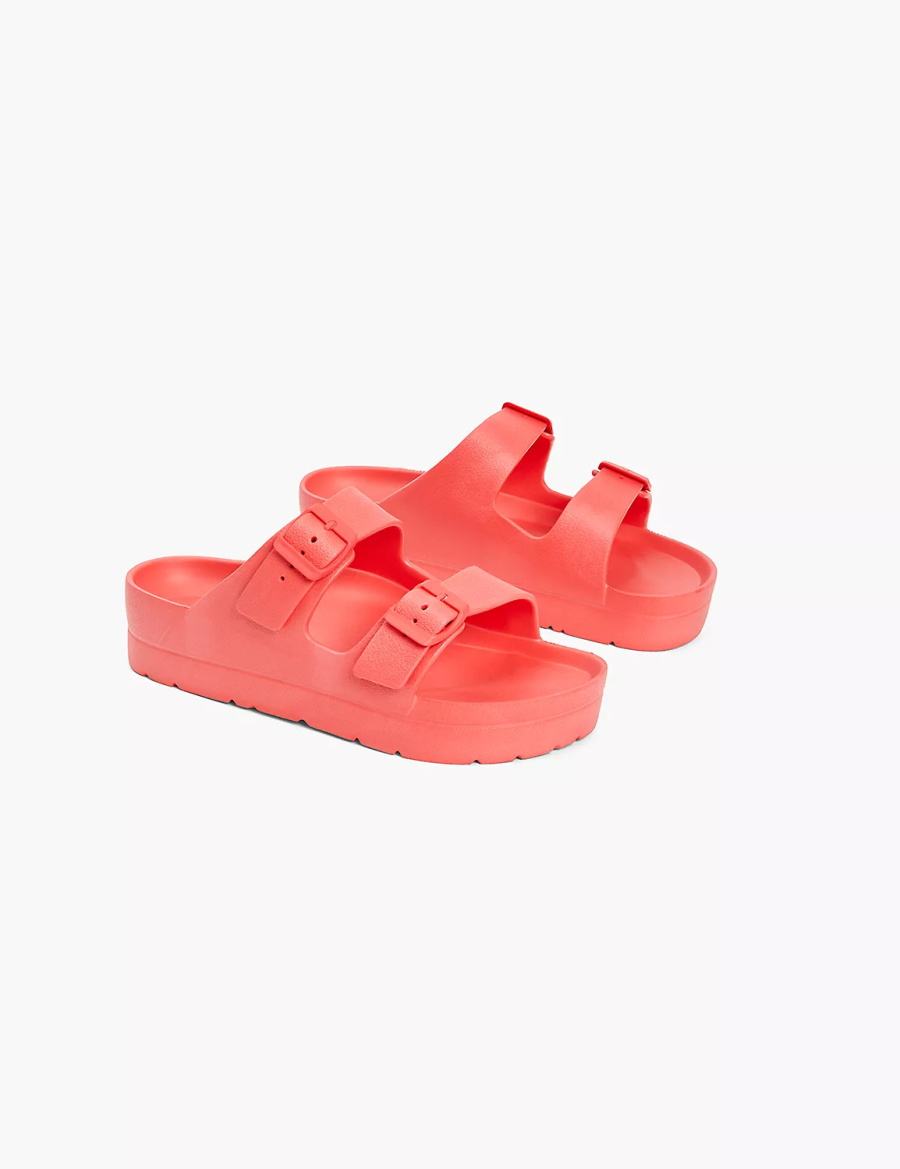 Lane Bryant Double-Band Women Slide Sandals Coral | TFQ6672MV